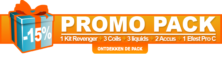 15% reductie voor de Pack Revenger Vaporesso Promotie voor de e-sigaret Revenger Vaporesso