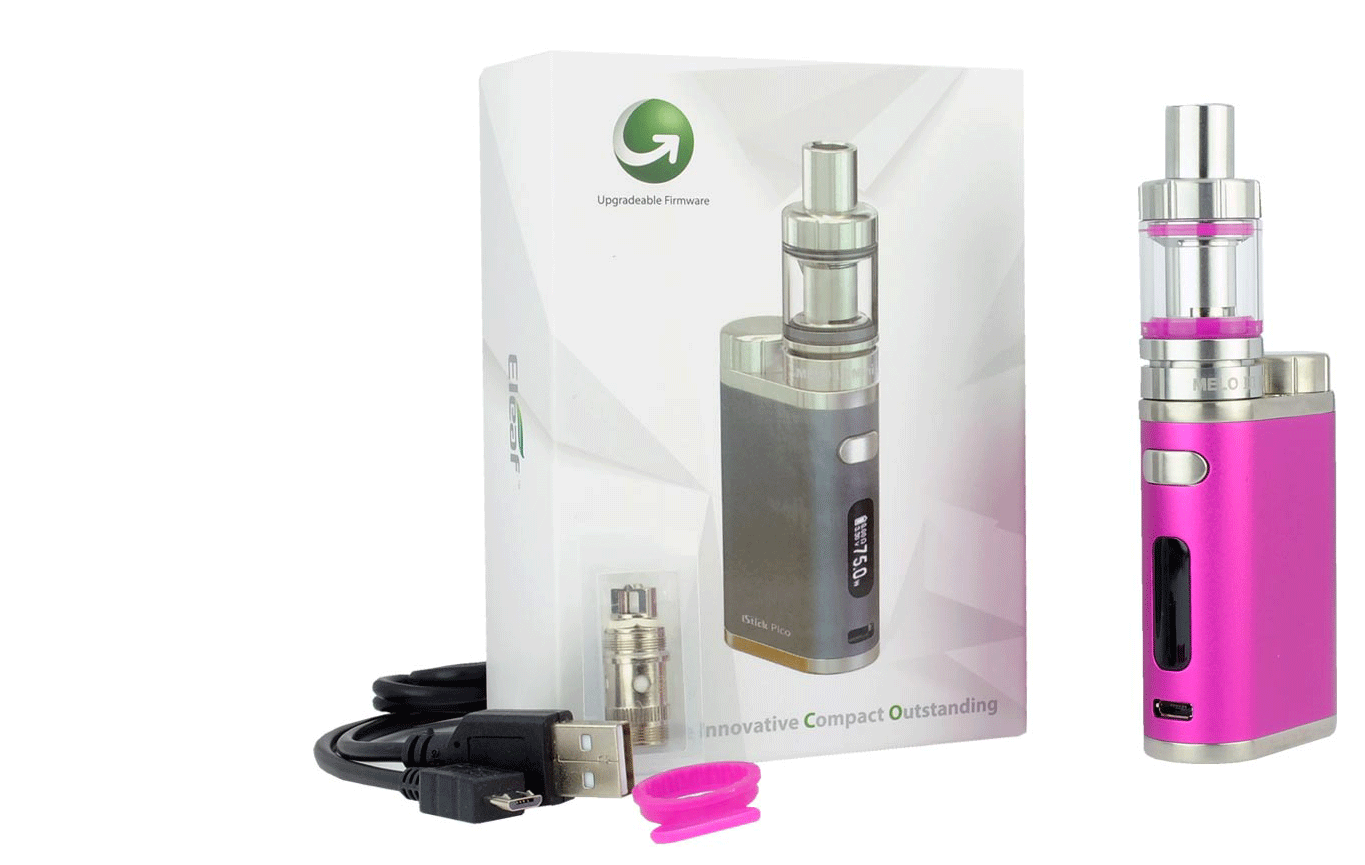 Contenu du kit Istick Pico Istick Pico avec Melo 3 mini, chargeur USB et résistances EC Melo