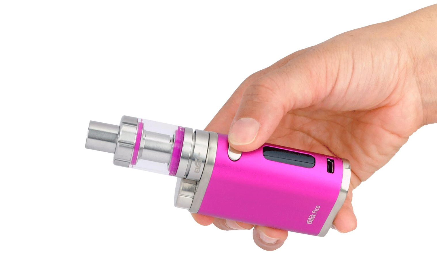 Caractéristiques techniques de l'Istick Pico Istick Pico avec Melo 3 Mini rose dans une main